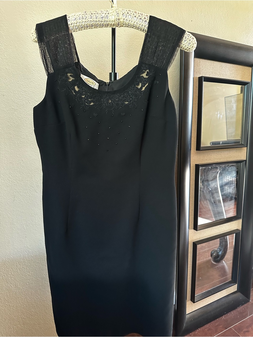 Talbots Black Embellished Sleeveless Sheath Midi Dress